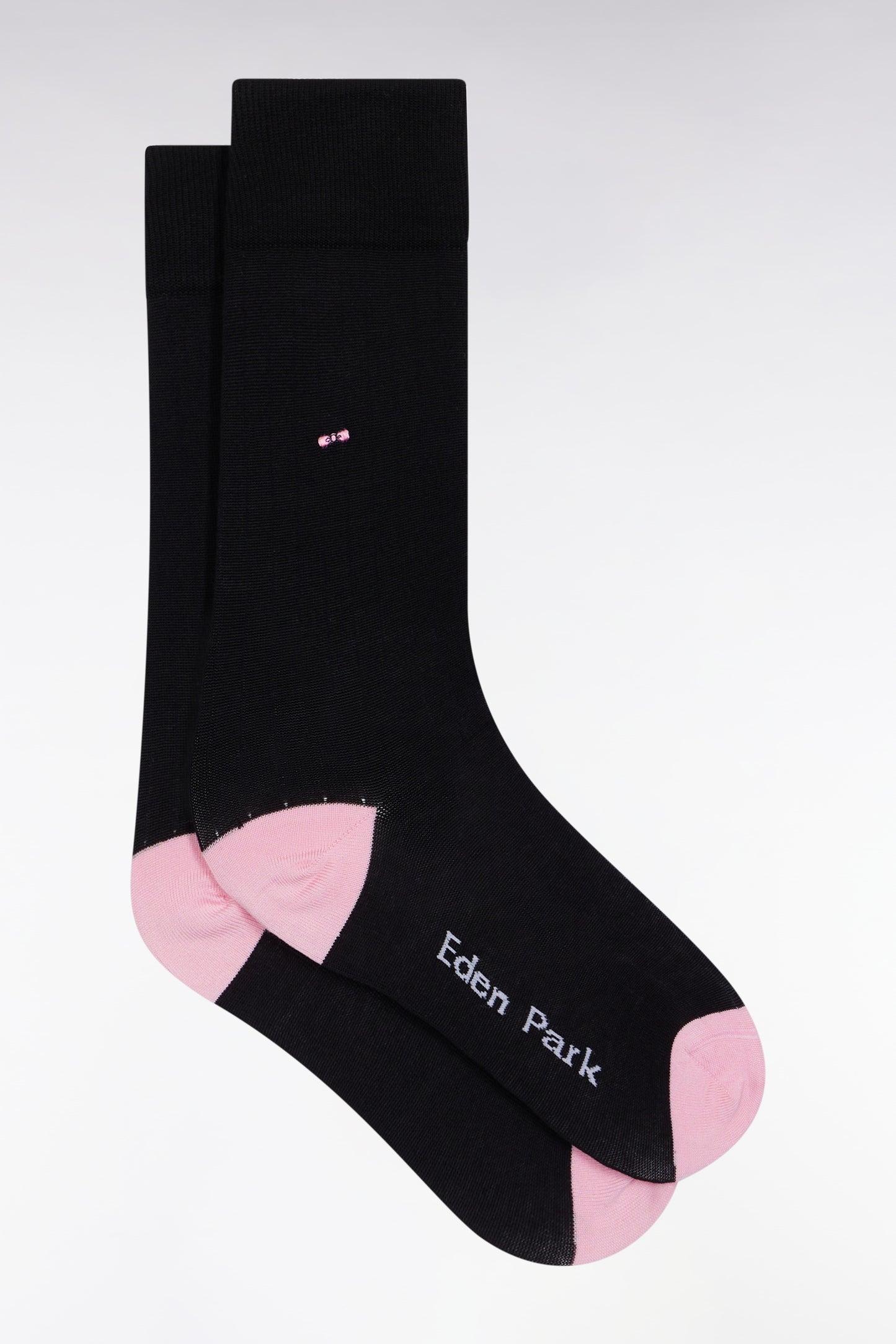 Chaussettes en coton stretch mélangé noires à renforts roses