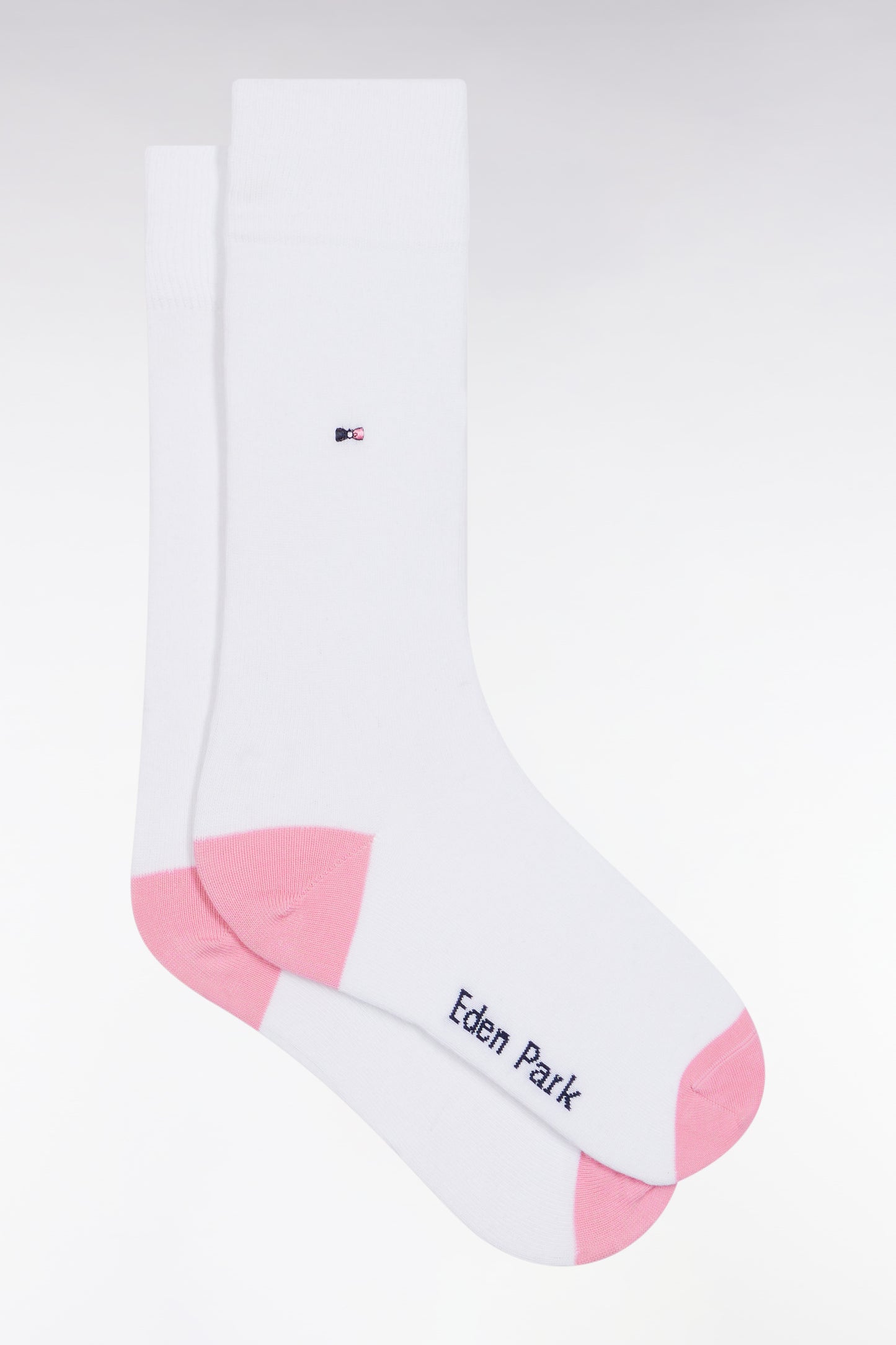 Chaussettes en coton mélangé blanches à renforts roses