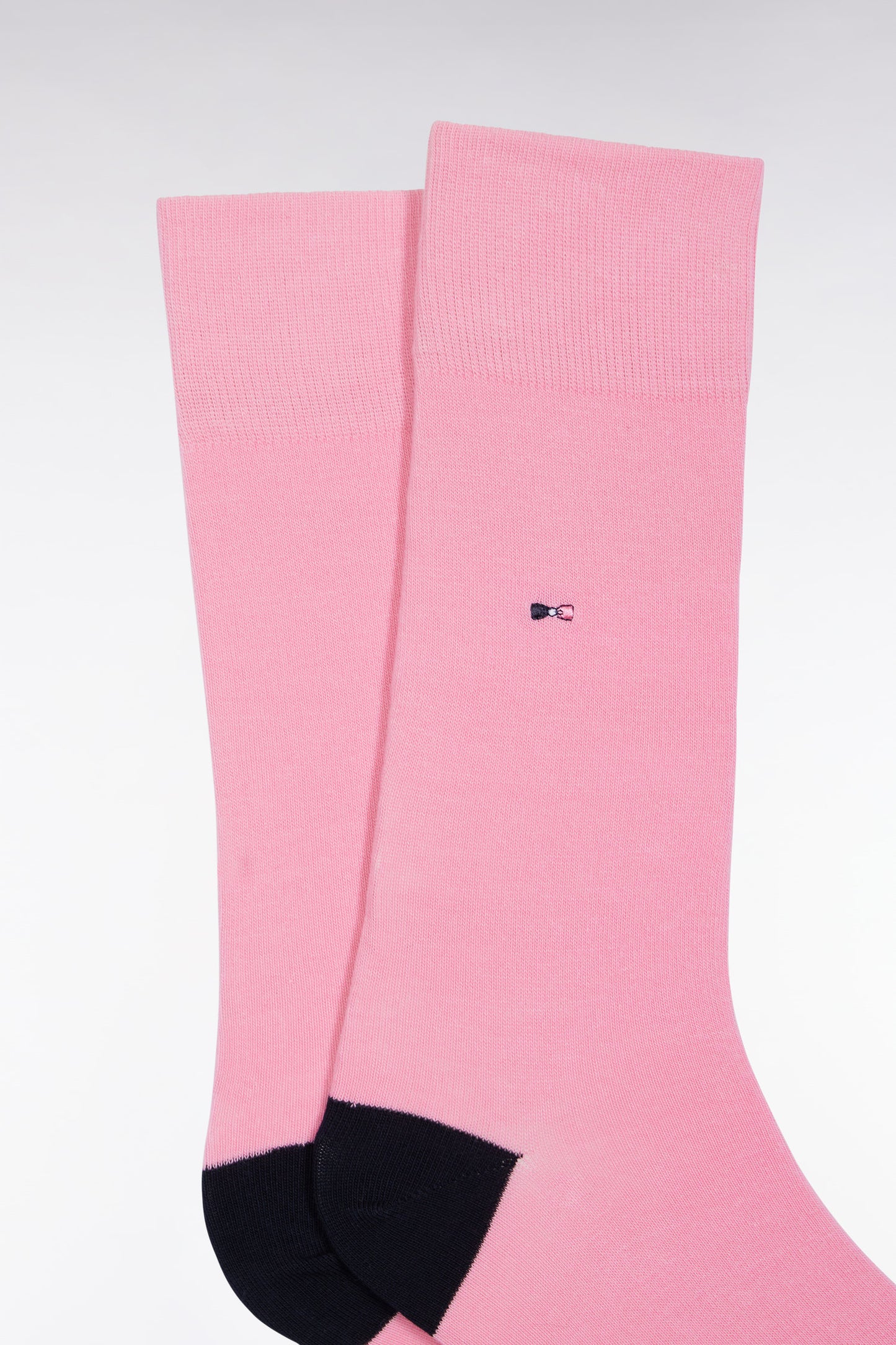 Chaussettes en coton mélangé roses à renforts marine