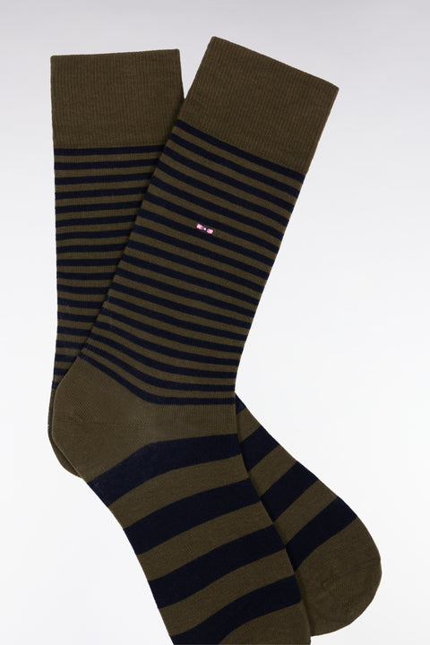 Striped khaki cotton blend socks - Image 2