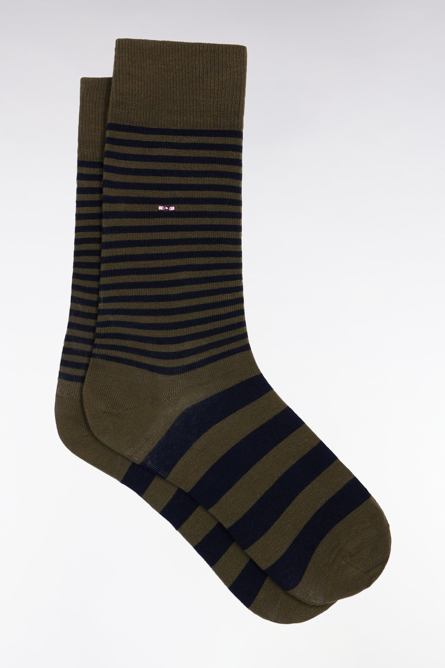 Chaussettes rayées en coton mélangé kaki