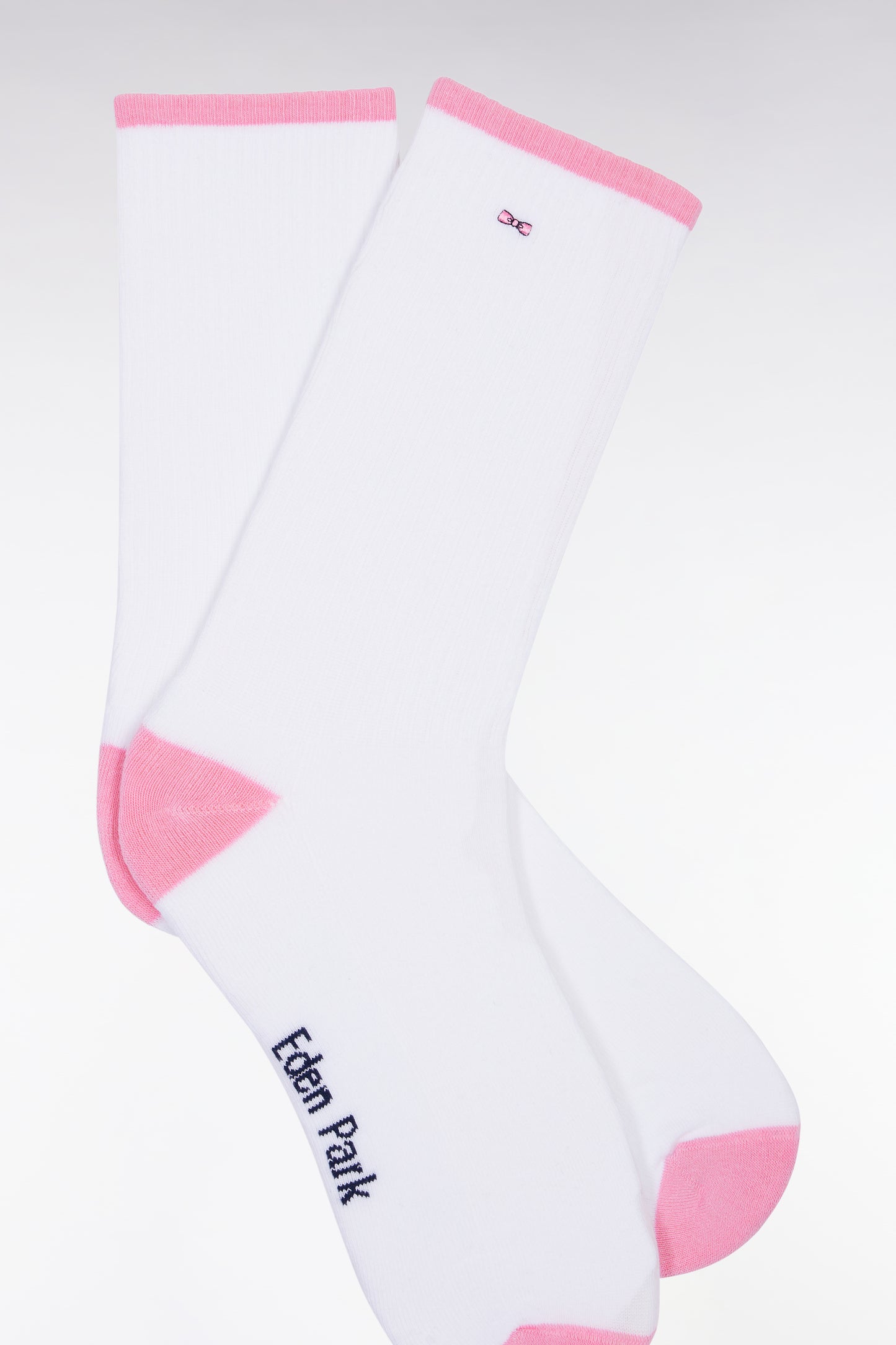 Chaussettes en coton mélangées blanches à renforts roses
