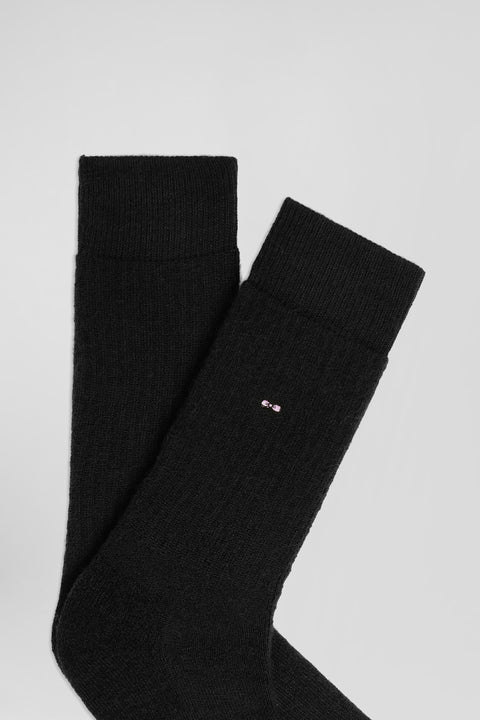 Plain black ribbed cotton socks - Image 2