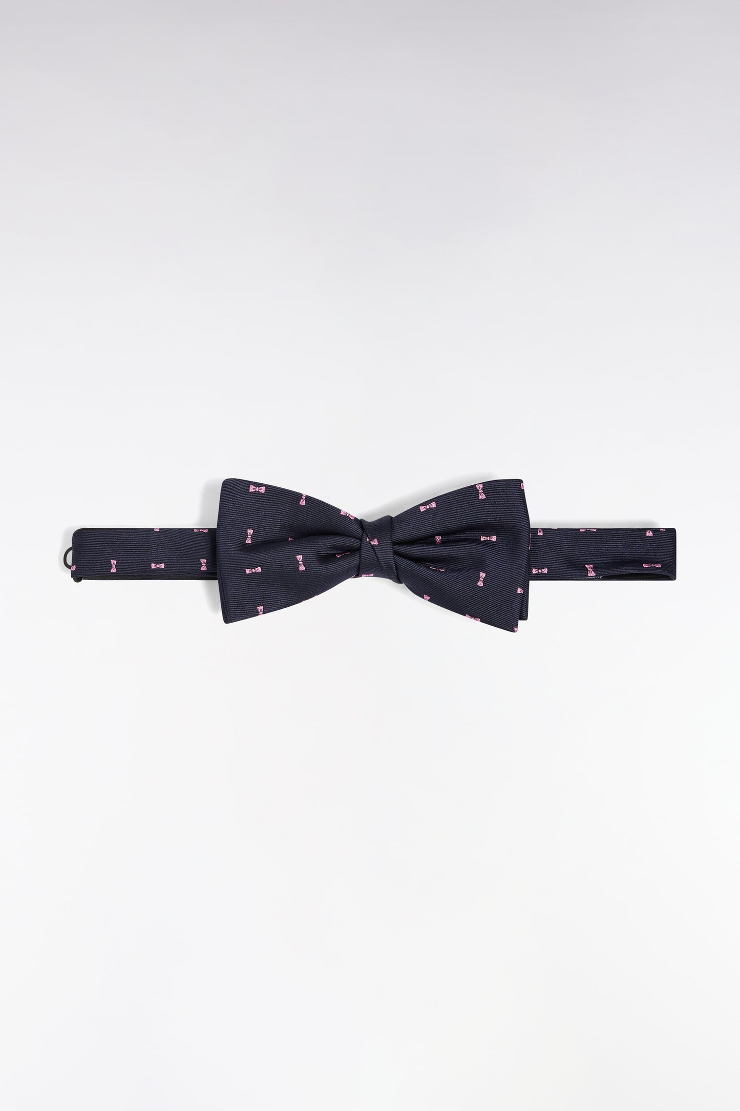 Nœud papillon en soie marine à micro-motifs nœuds papillon roses