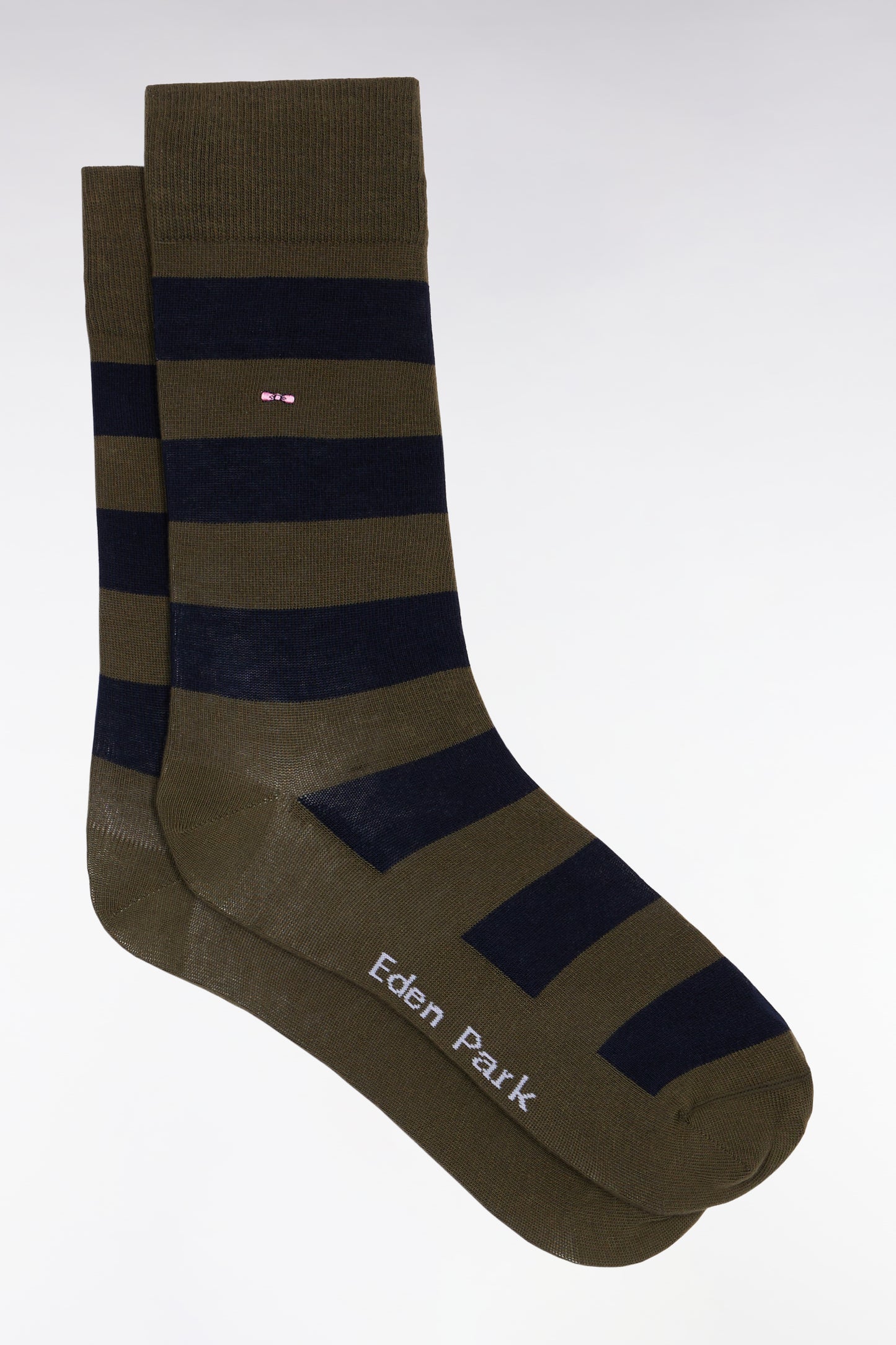 Lot de trois paires de chaussettes rayées roses et marine