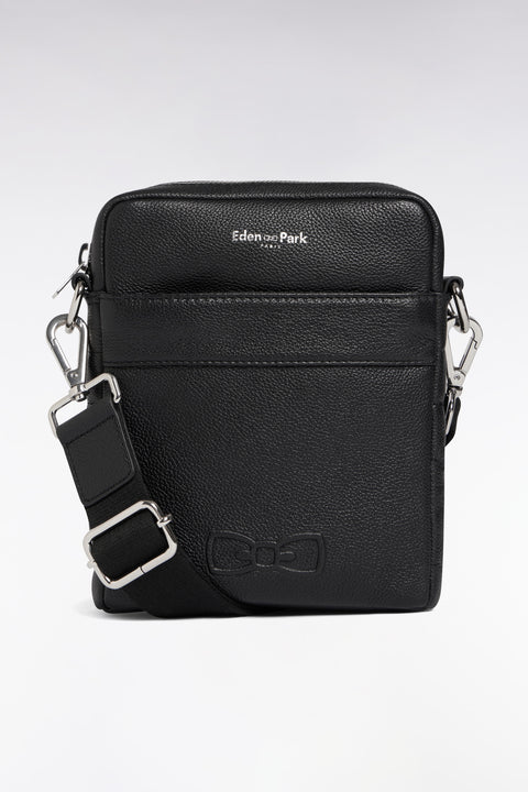 Sacoche en cuir grainé noir - Image 1