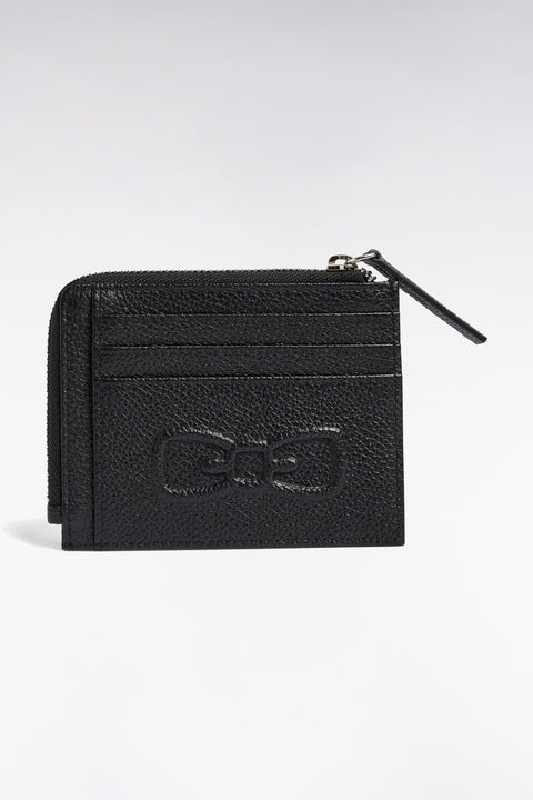 Porte-cartes zippé en cuir grainé noir - Image 3