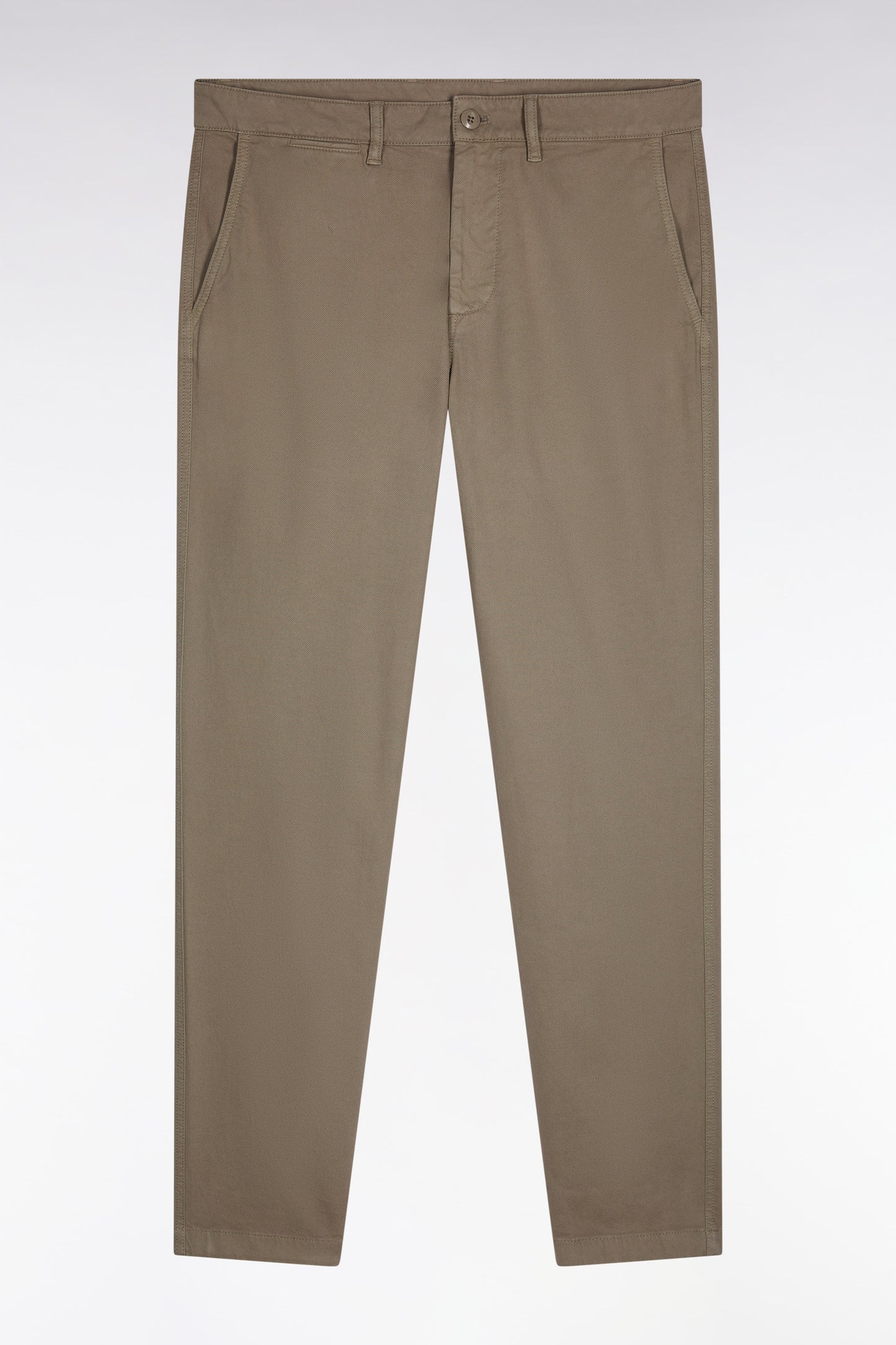 Pantalon chino sans plis en coton stretch vert olive