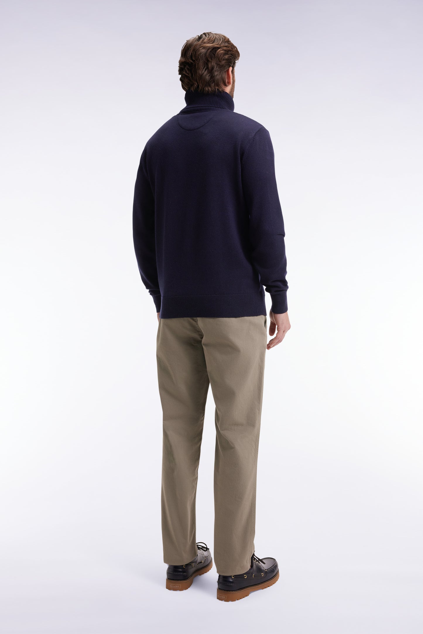 Pantalon chino sans plis en coton stretch vert olive