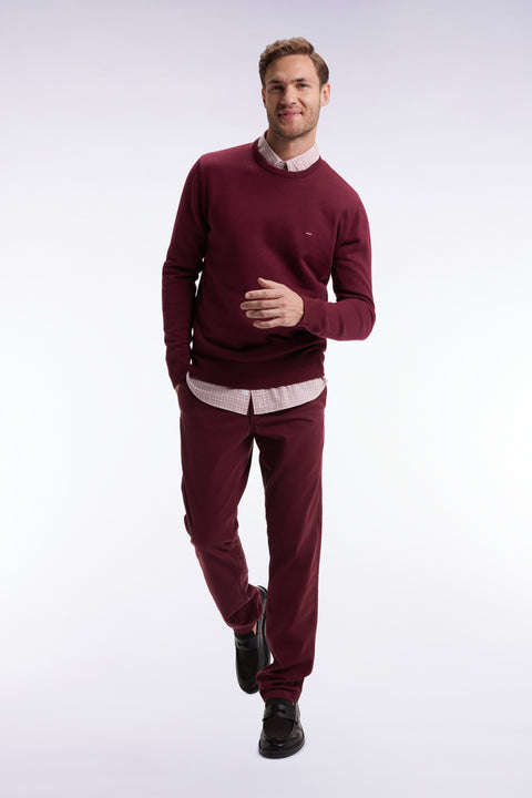 Pantalon chino sans plis en coton stretch bordeaux - Image 3