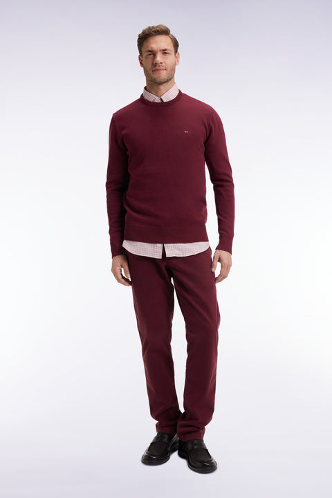 Pantalon chino sans plis en coton stretch bordeaux - Image 1