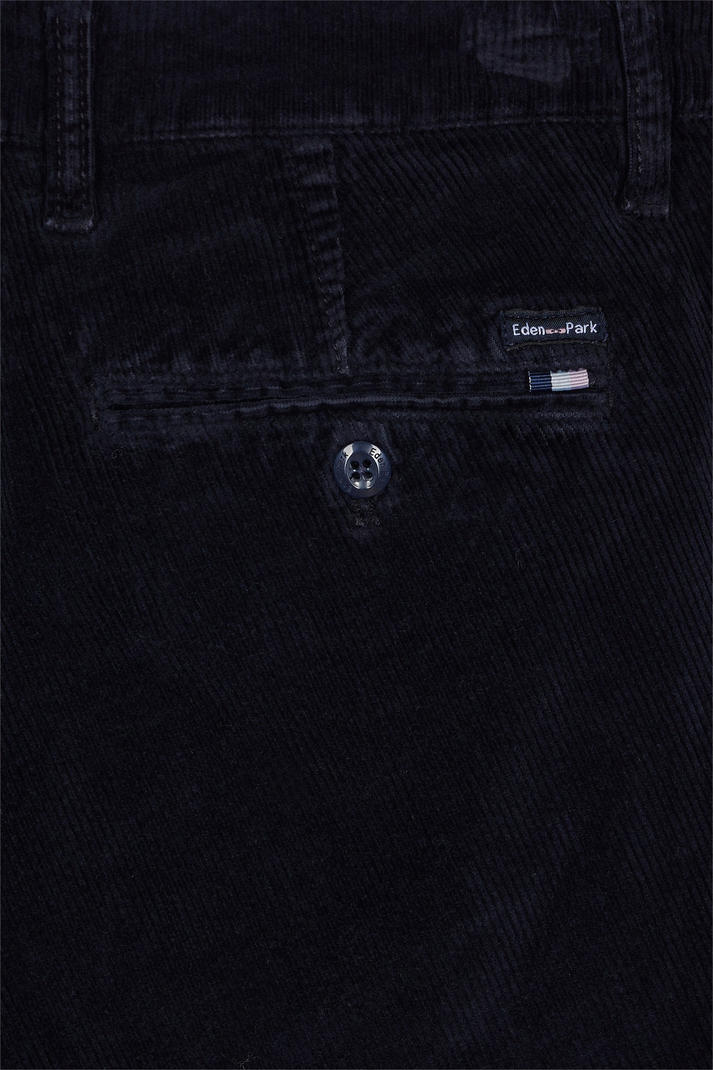 Pantalon chino sans plis en velours stretch marine