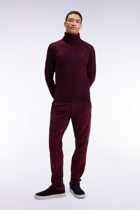Pantalon chino sans plis en velours stretch marine - Image 1