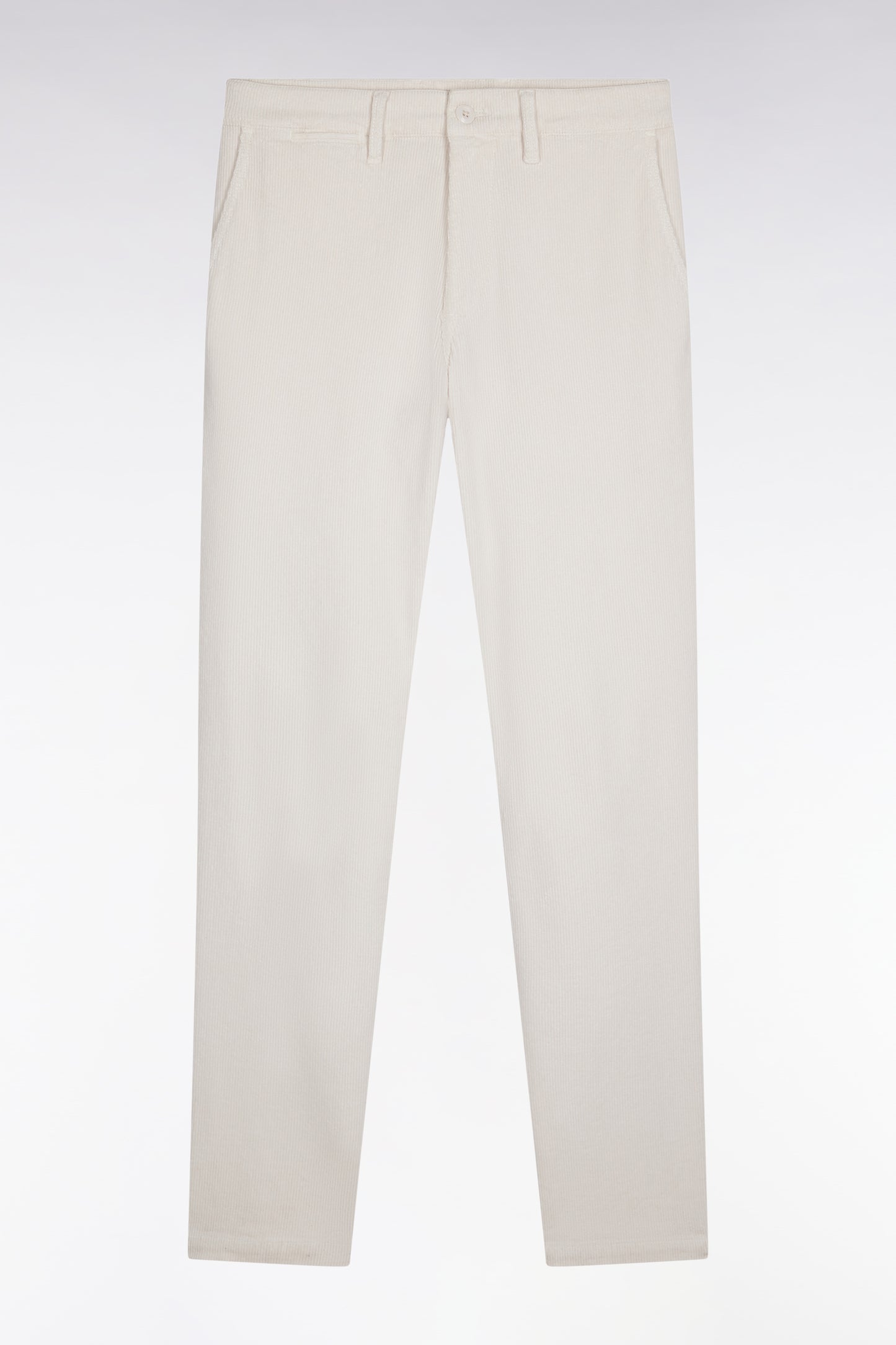 Pantalon chino sans plis en velours stretch écru