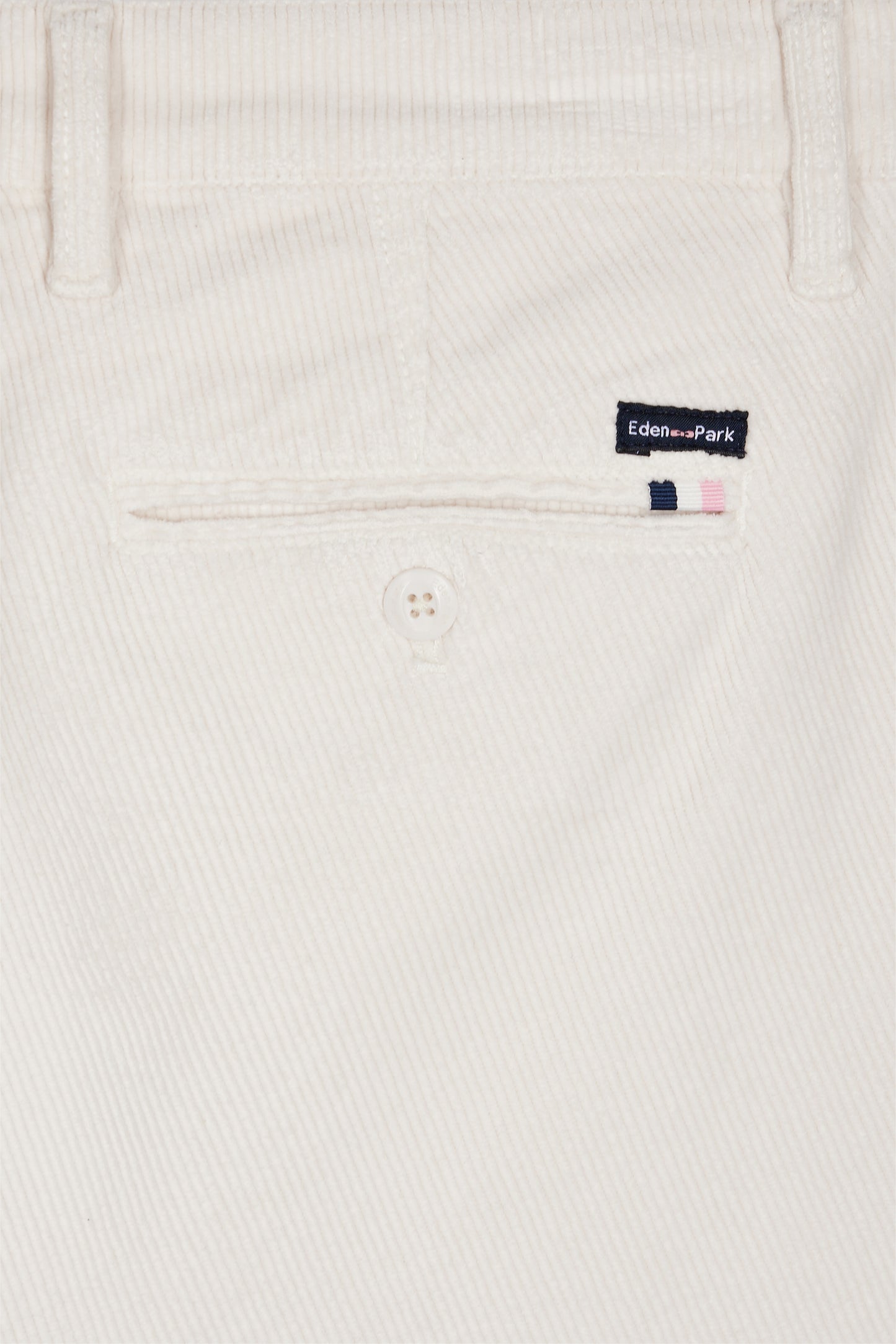 Pantalon chino sans plis en velours stretch écru