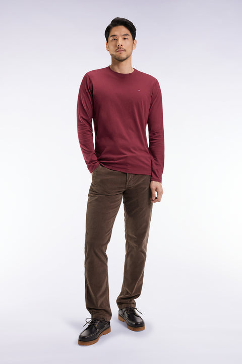 Pantalon chino sans plis en velours stretch kaki - Image 1