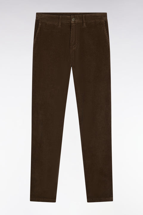 Pantalon chino sans plis en velours stretch kaki - Image 2