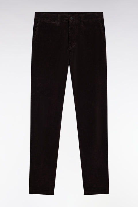 Pantalon chino sans plis en velours stretch marron foncé - Image 2