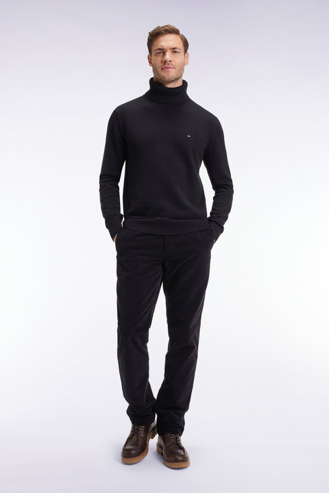 Pantalon chino sans plis en velours stretch noir - Image 1