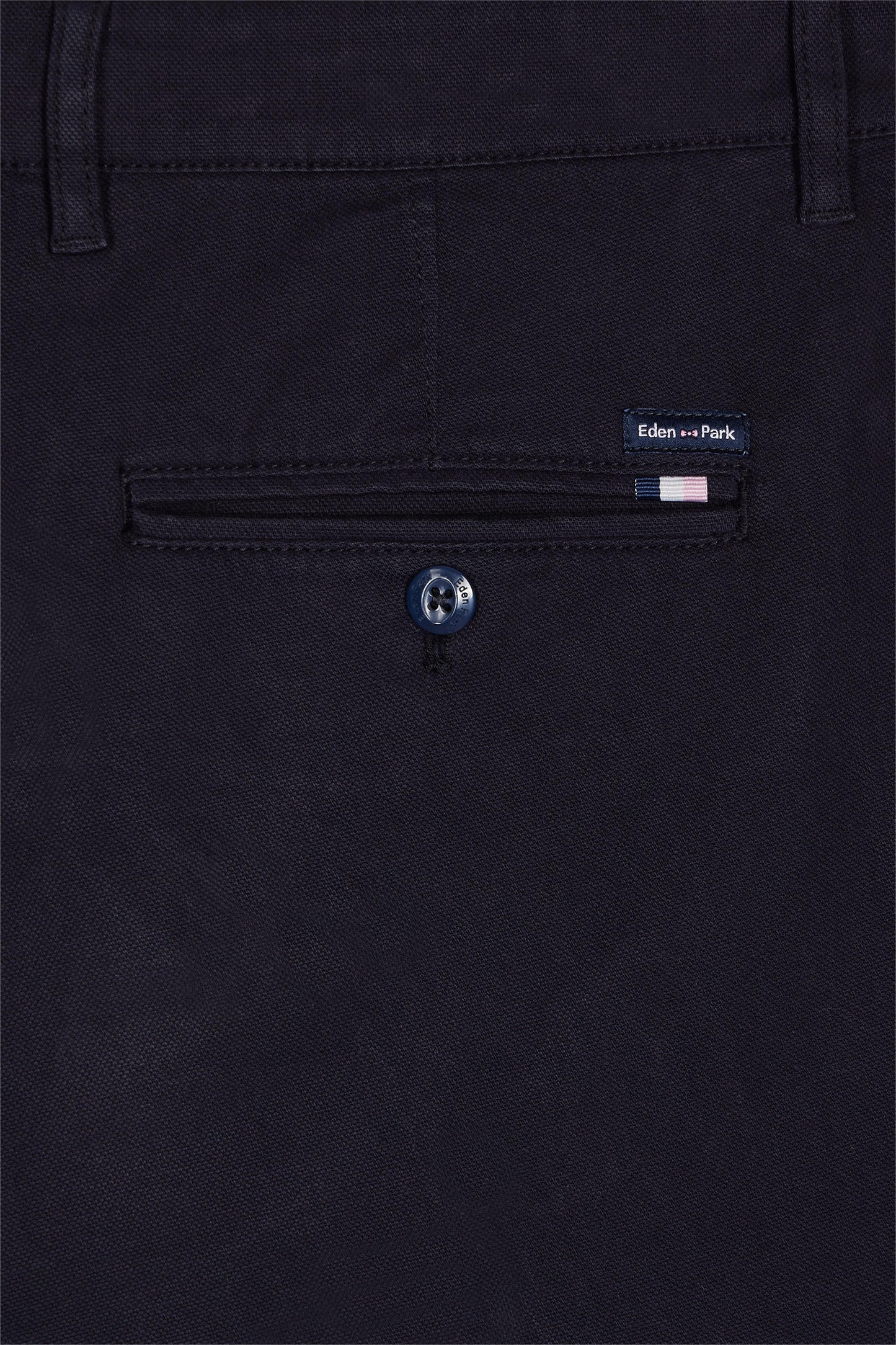 Pantalon chino sans plis en coton piqué stretch marine