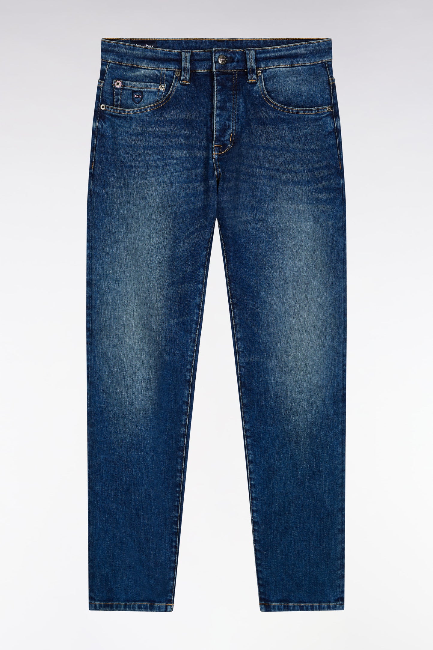Blue stretch denim 5-pocket regular fit jeans