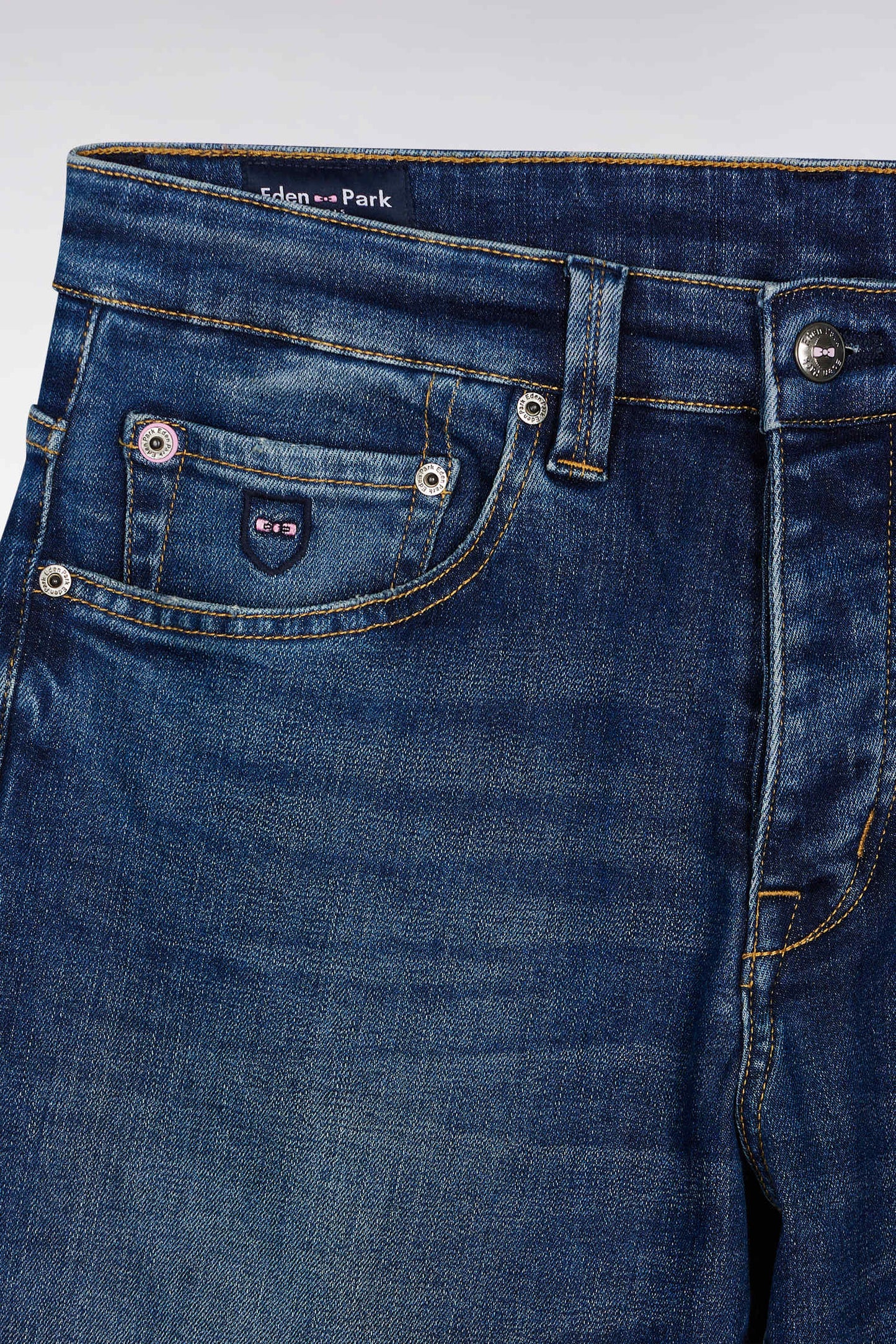 Blue stretch denim 5-pocket regular fit jeans