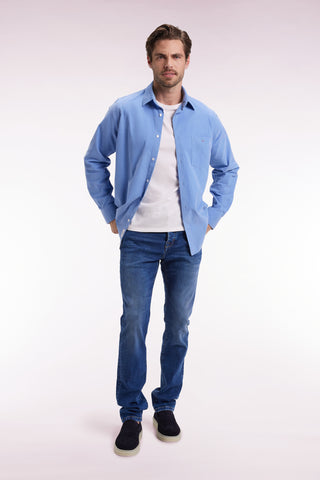 Jean 5 poches en denim stretch bleu coupe Slim