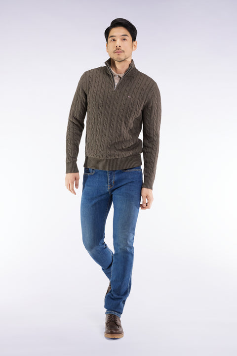 Jean 5 poches en denim stretch de coton Pima bleu coupe Slim - Image 3