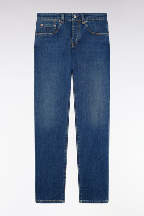 Jean 5 poches en denim stretch de coton Pima bleu coupe Slim - Image 2
