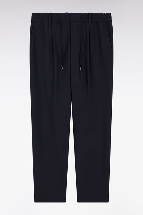 Pantalon à taille élastique en jersey technique marine coupe Modern - Image 2