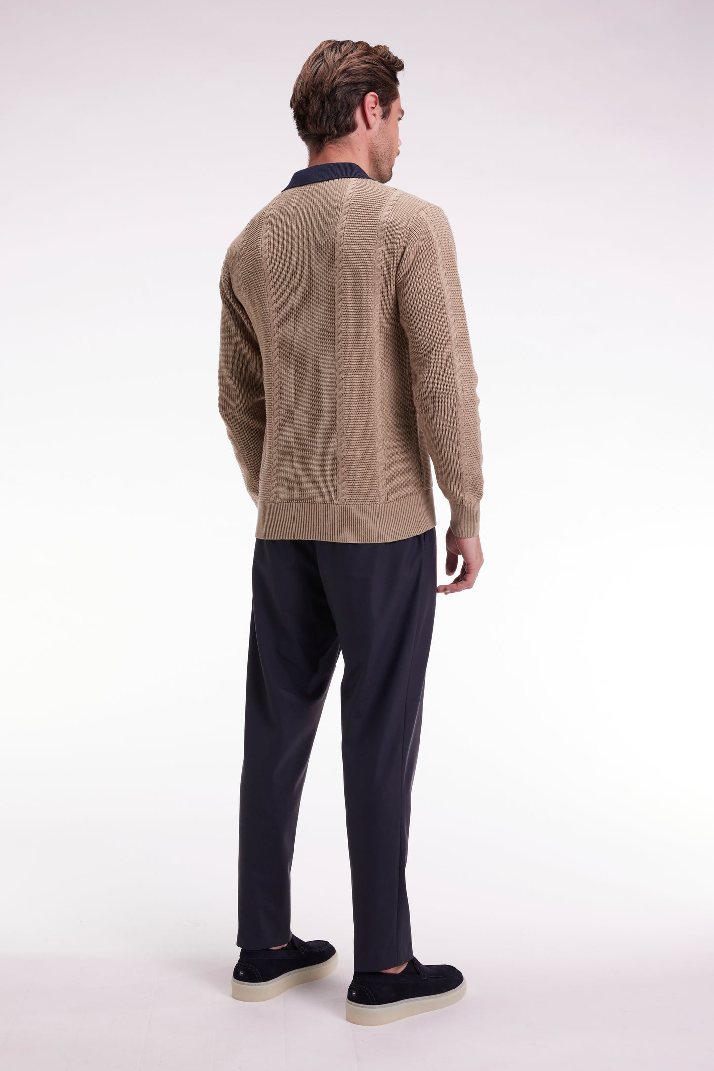 Pantalon à taille élastique en jersey technique marine coupe Modern