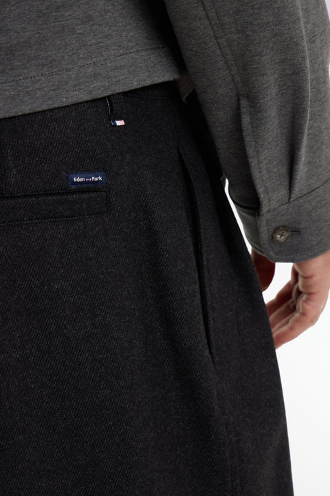 Pantalon large à pinces avec laine et cachemire anthracite - Image 3