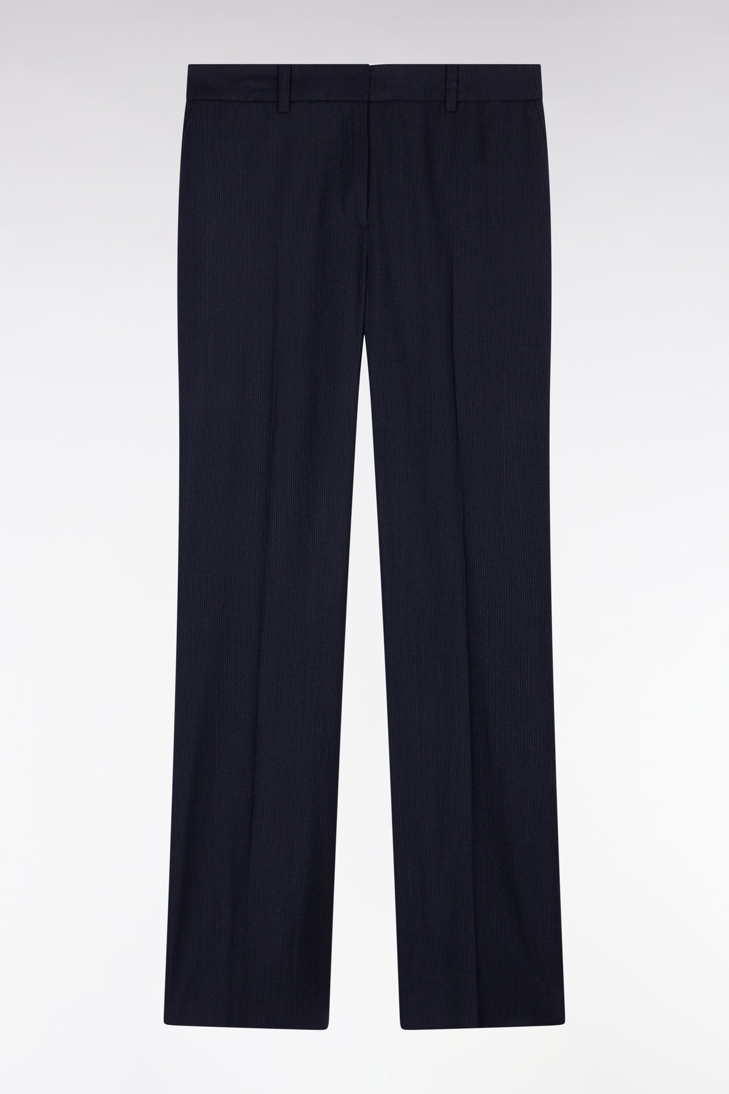 Pantalon flare en flanelle de laine stretch marine