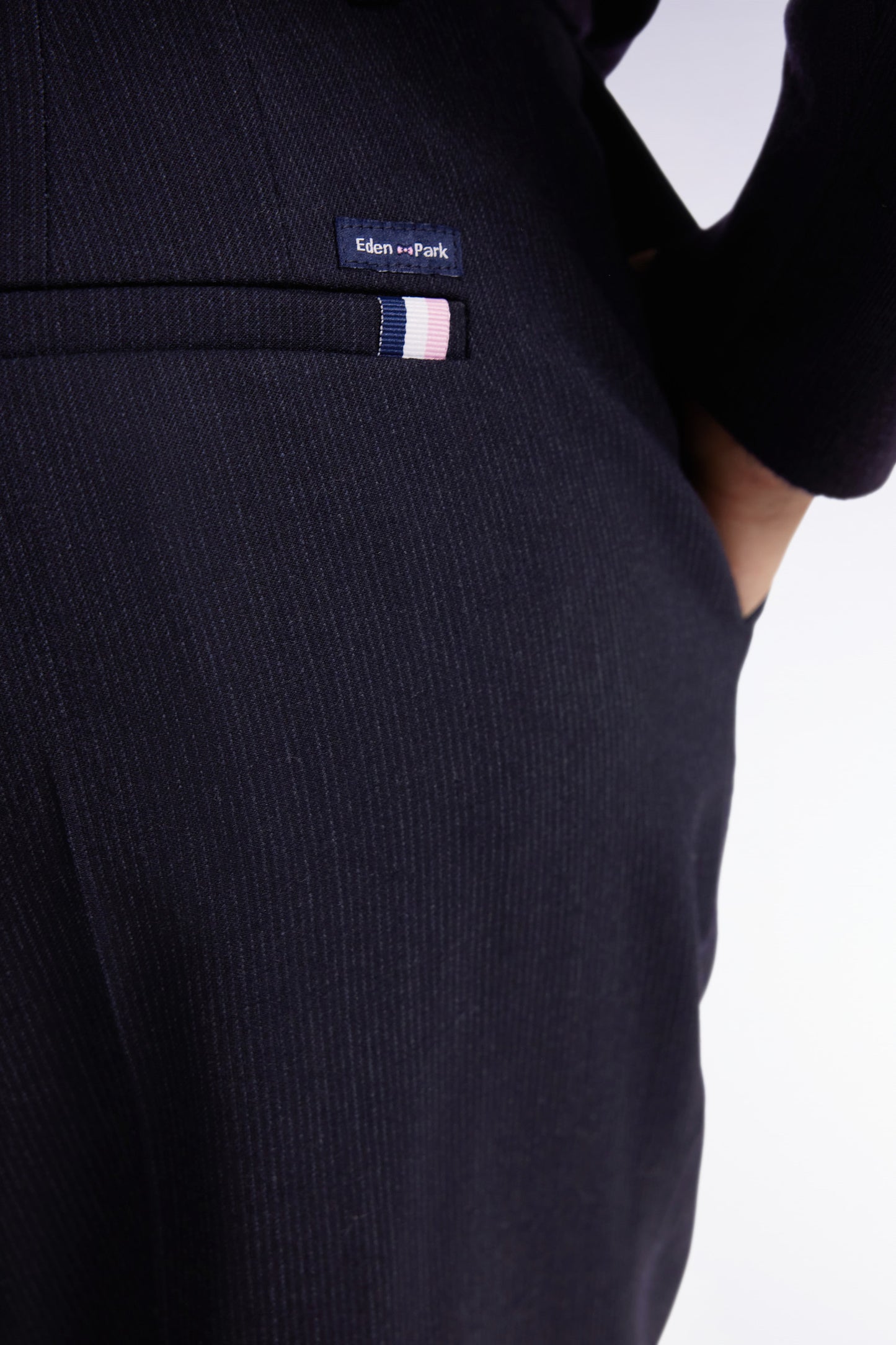 Pantalon flare en flanelle de laine stretch marine