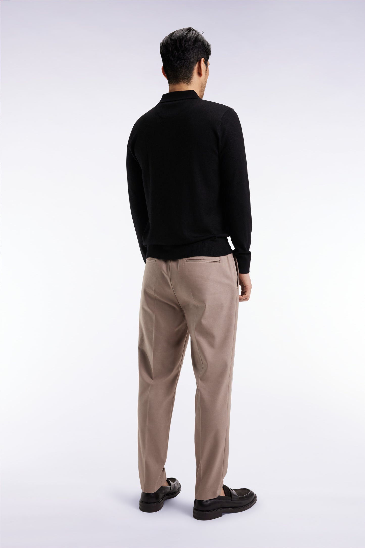 Pantalon à taille élastiquée beige coupe Modern