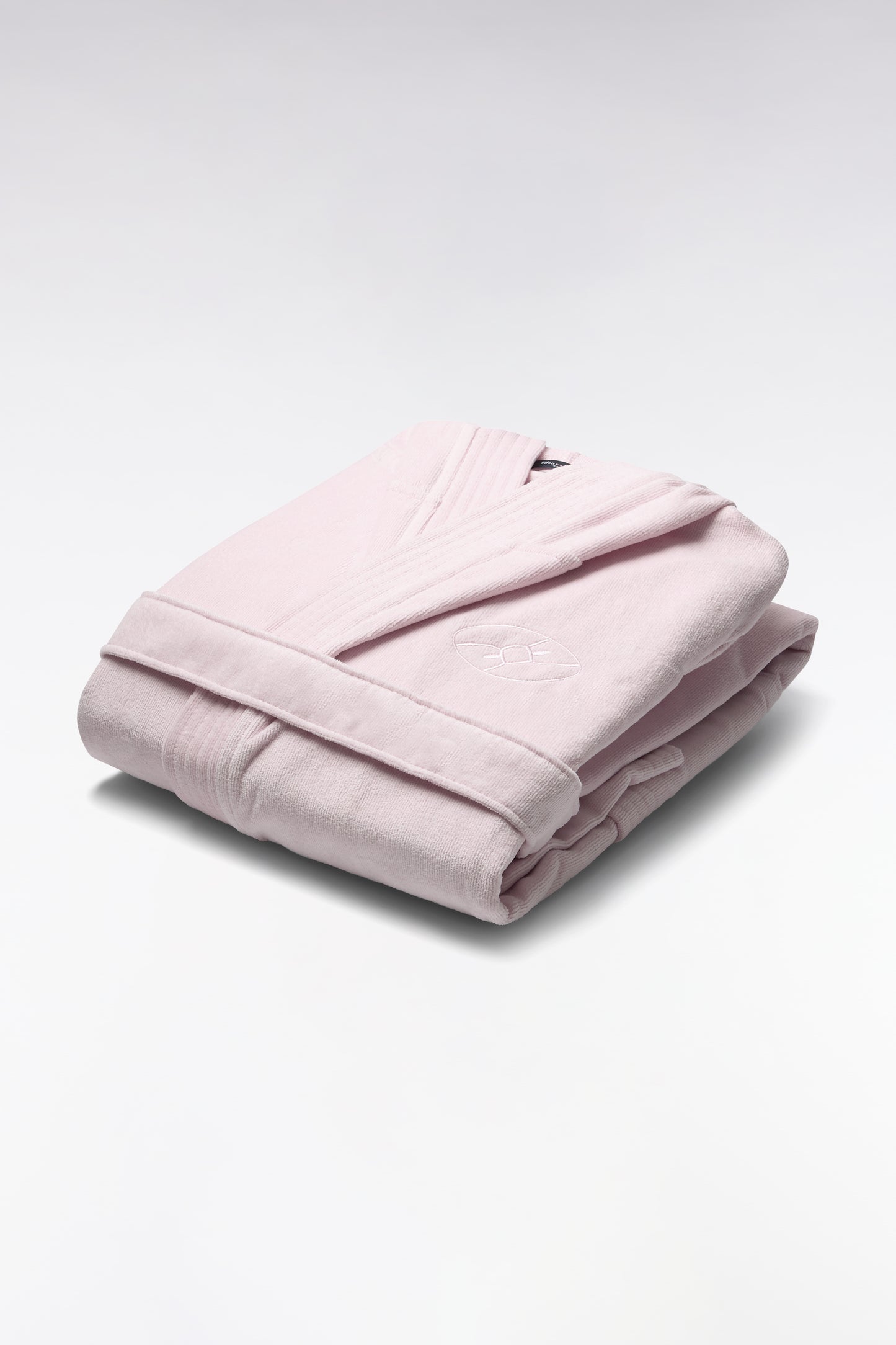 Hooded bathrobe in pink cotton terry blend