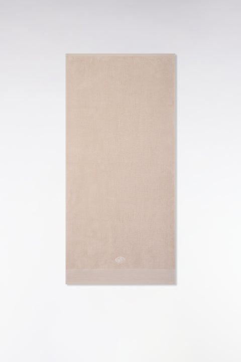 Drap de bain en coton éponge beige - Image 1