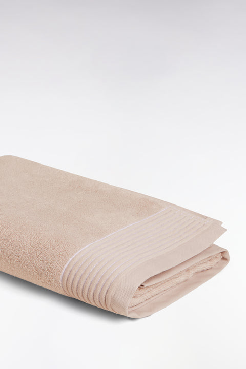 Drap de bain en coton éponge beige - Image 2