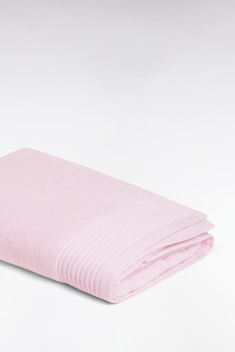 Drap de bain en coton éponge rose - Image 3