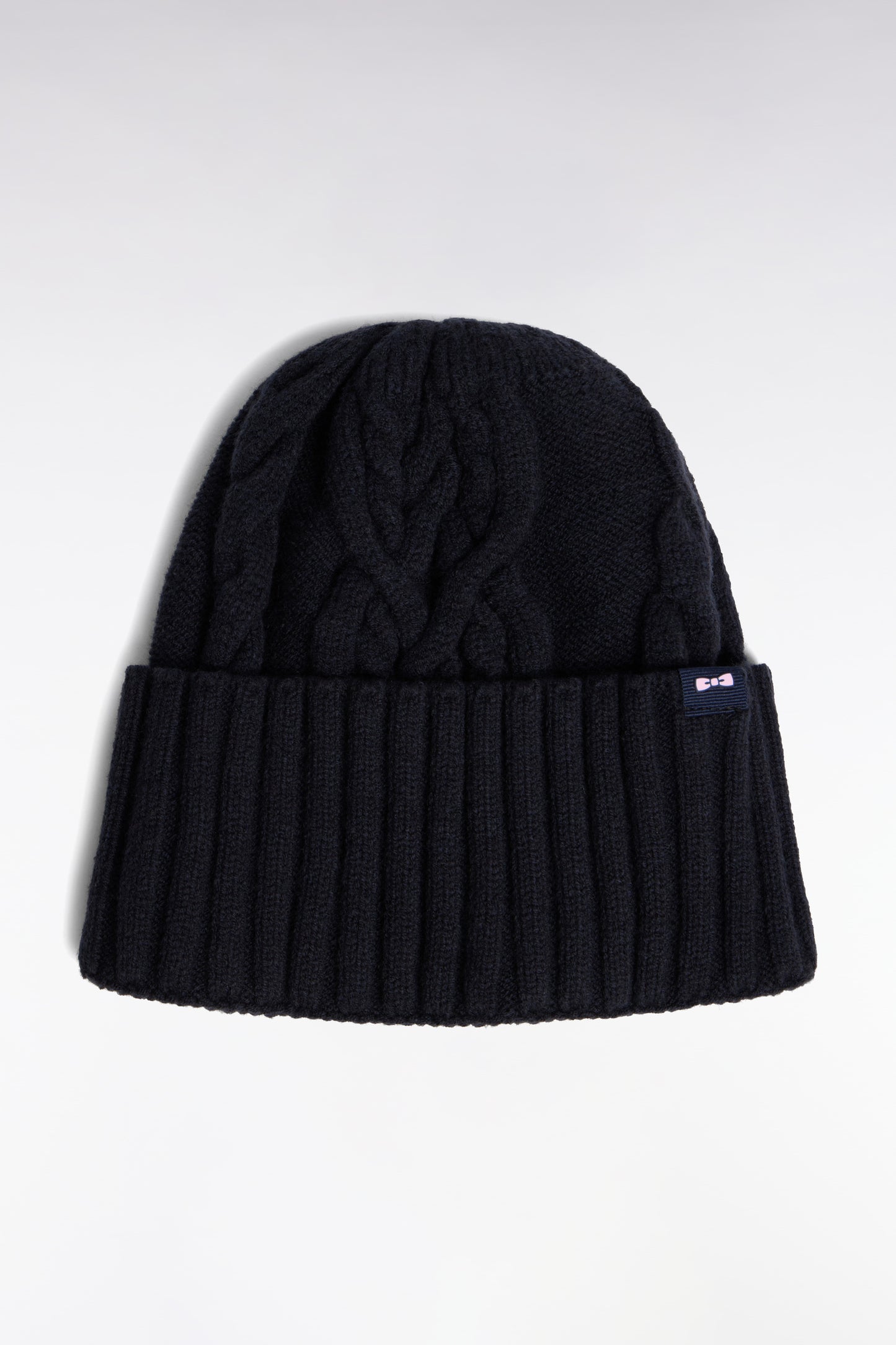 Bonnet en maille torsadé marine