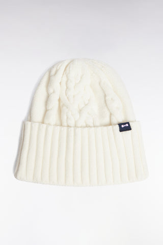 Ecru cable knit hat
