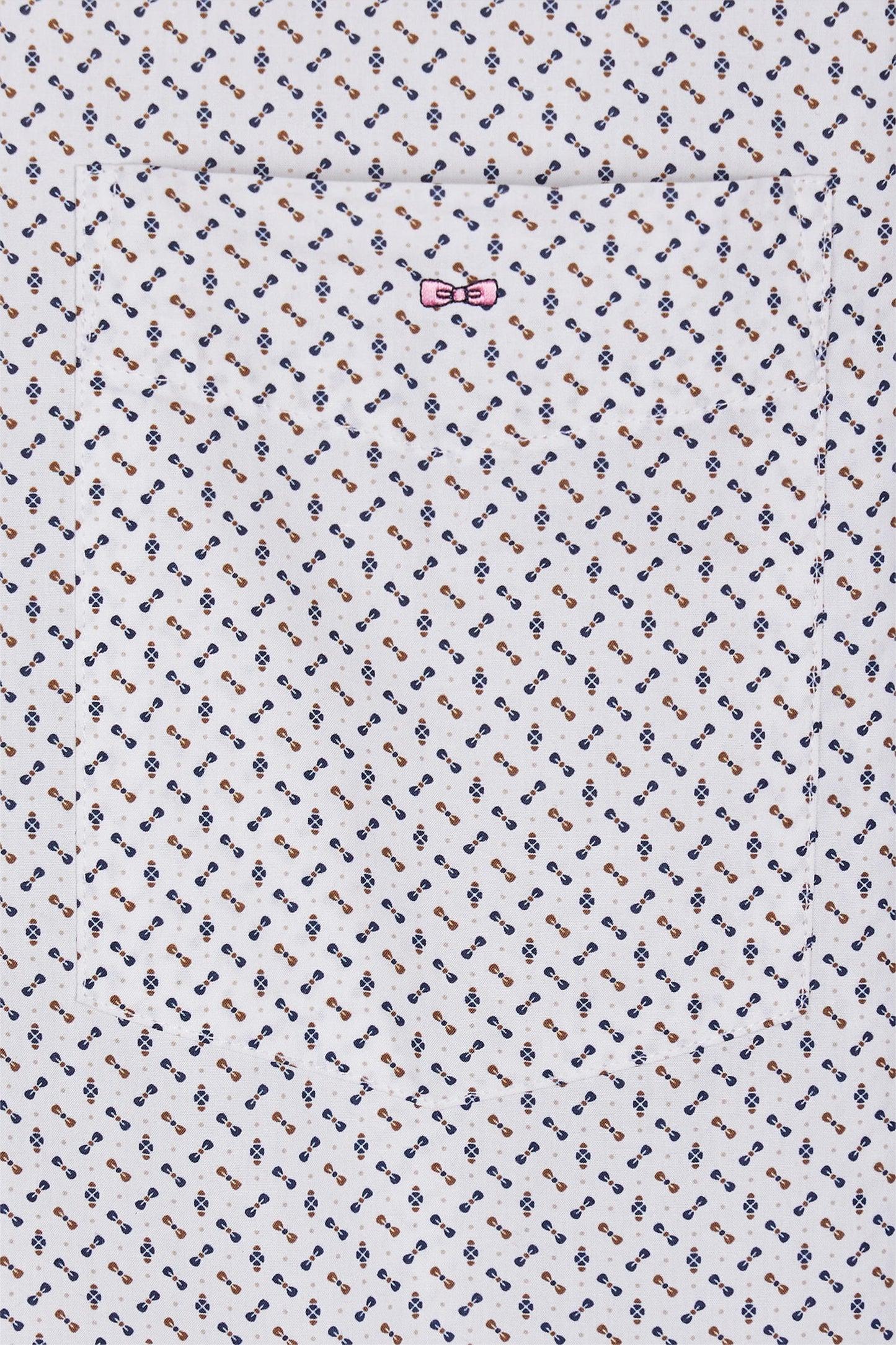 Chemise à manches courtes écru à micro-motifs coupe droite