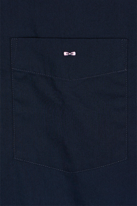 Black short-sleeved shirt with printed collar, straight cut - Image 2