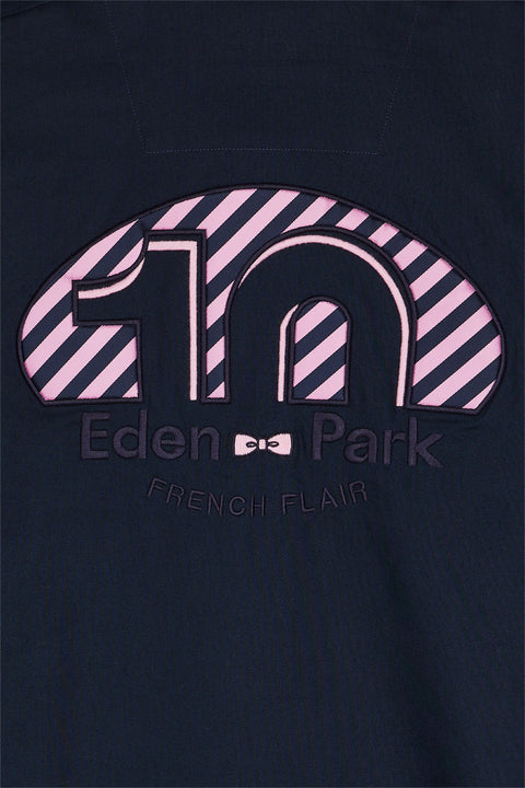 Chemise à manches courtes marine broderie dos 10 coupe droite - Image 2