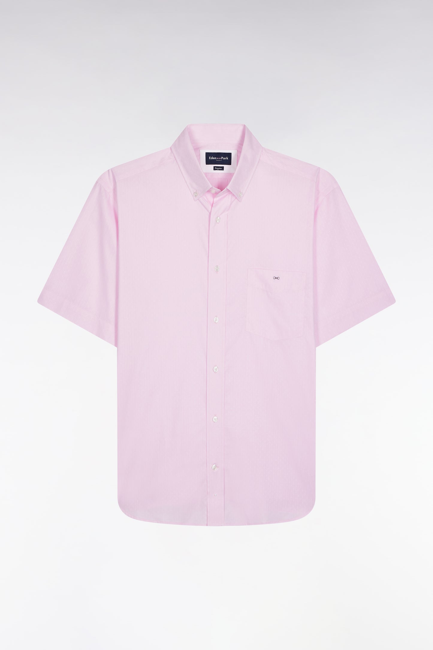 Chemise à manches courtes rose coupe droite