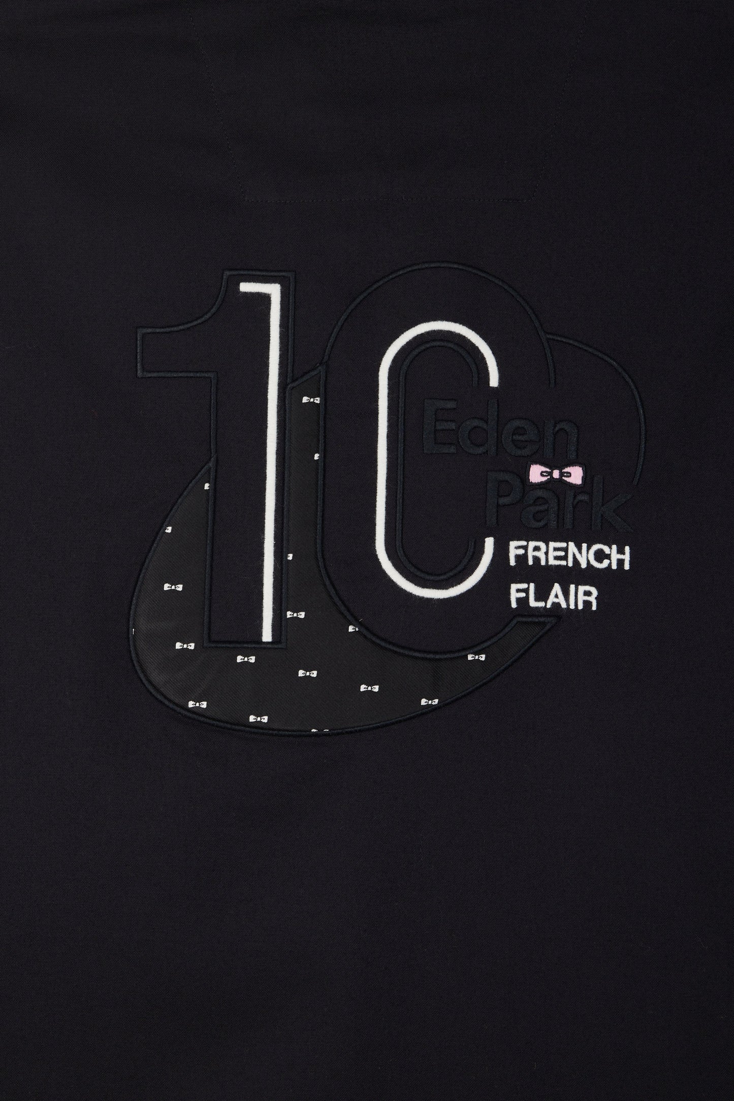 Chemise en coton pinpoint noire broderie dos coupe droite