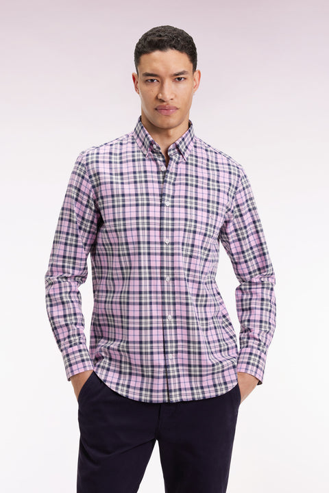 Pink cotton check shirt, straight cut - Image 3
