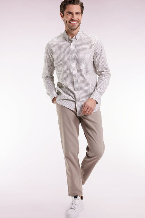 Chemise en coton blanc à micro-motifs nœuds papillon coupe droite - Image 3