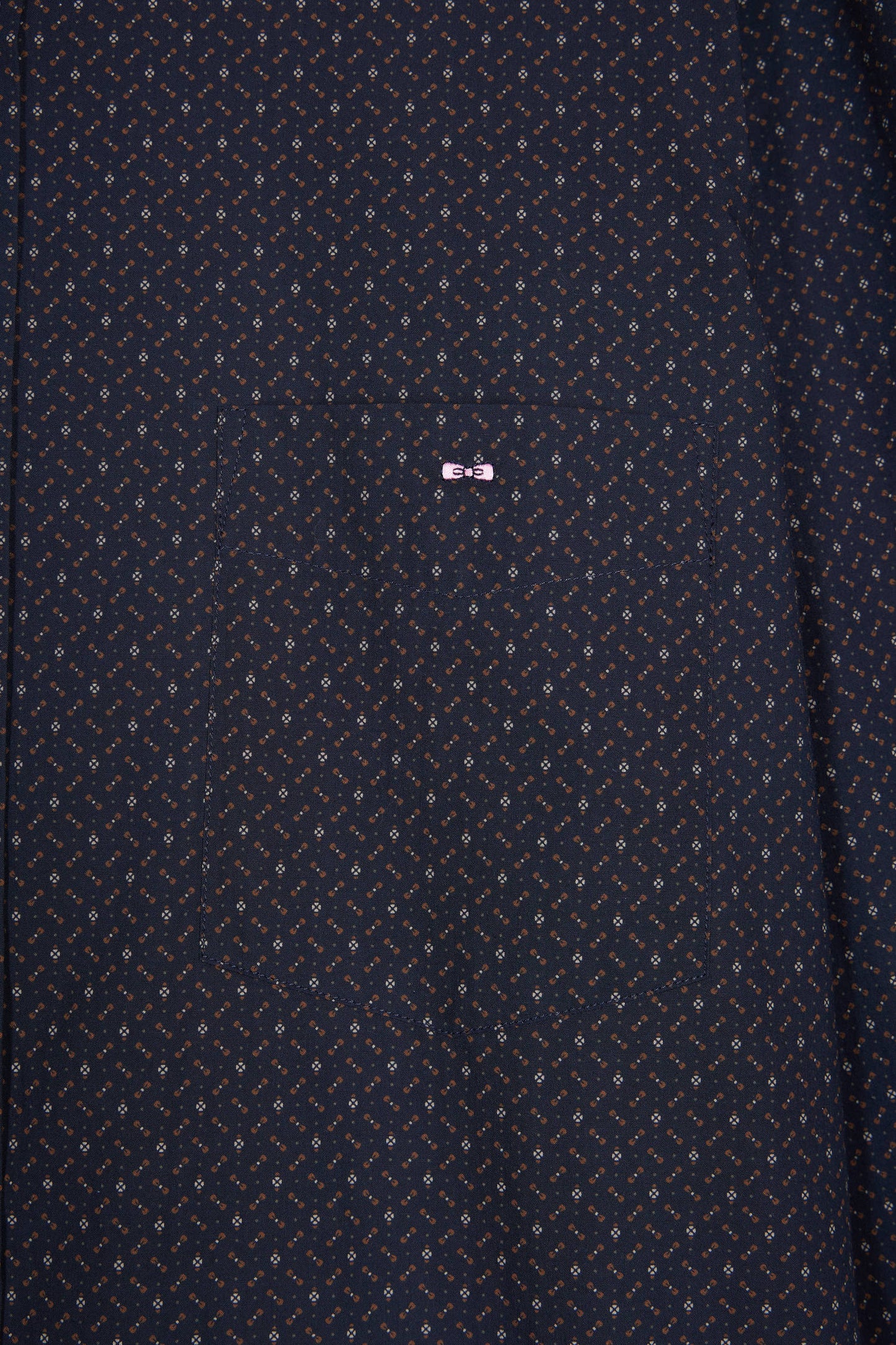 Brown cotton shirt with micro-patterns, straight cut