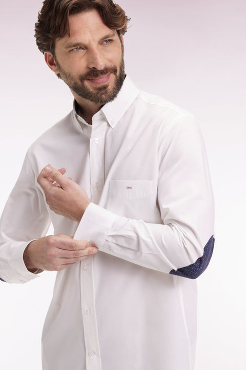 Chemise en coton blanc à coudière imprimées coupe droite - Image 3